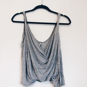 FREE PEOPLE Gray Swooped Tank Top
